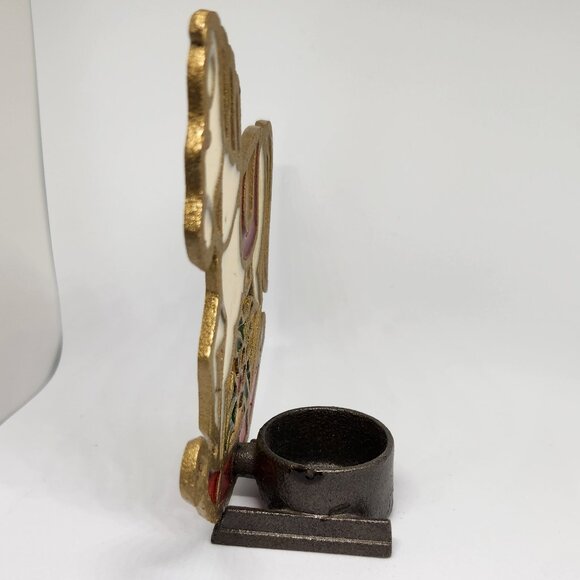 Stained Glass and Iron Rocking Horse Votive Holder Vintage Christmas - Picture 2 of 5